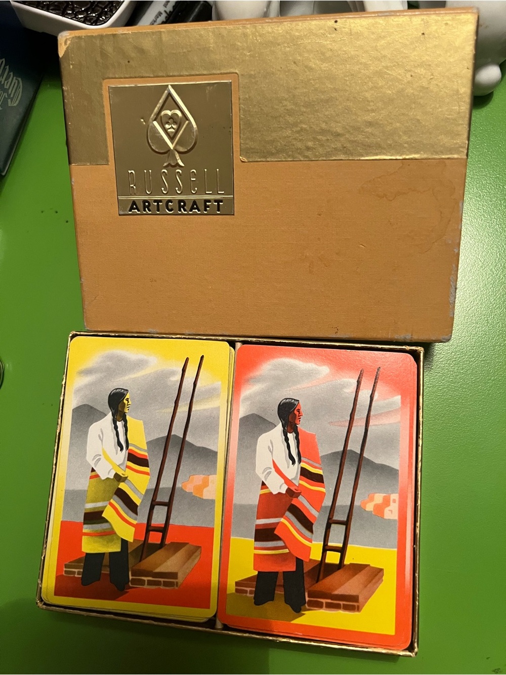 Playing card double deck set RUSSELL ARTCRAFT New York desert sw tribal Pueblo